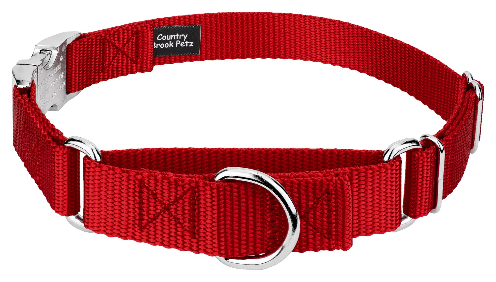 Martingale Dog Collar - Heavy Duty Nylon Adjustable Martingale Dog Collar with Premium Buckle for Small Medium Large Breeds - 10+ Warm Colors (1 Inch,