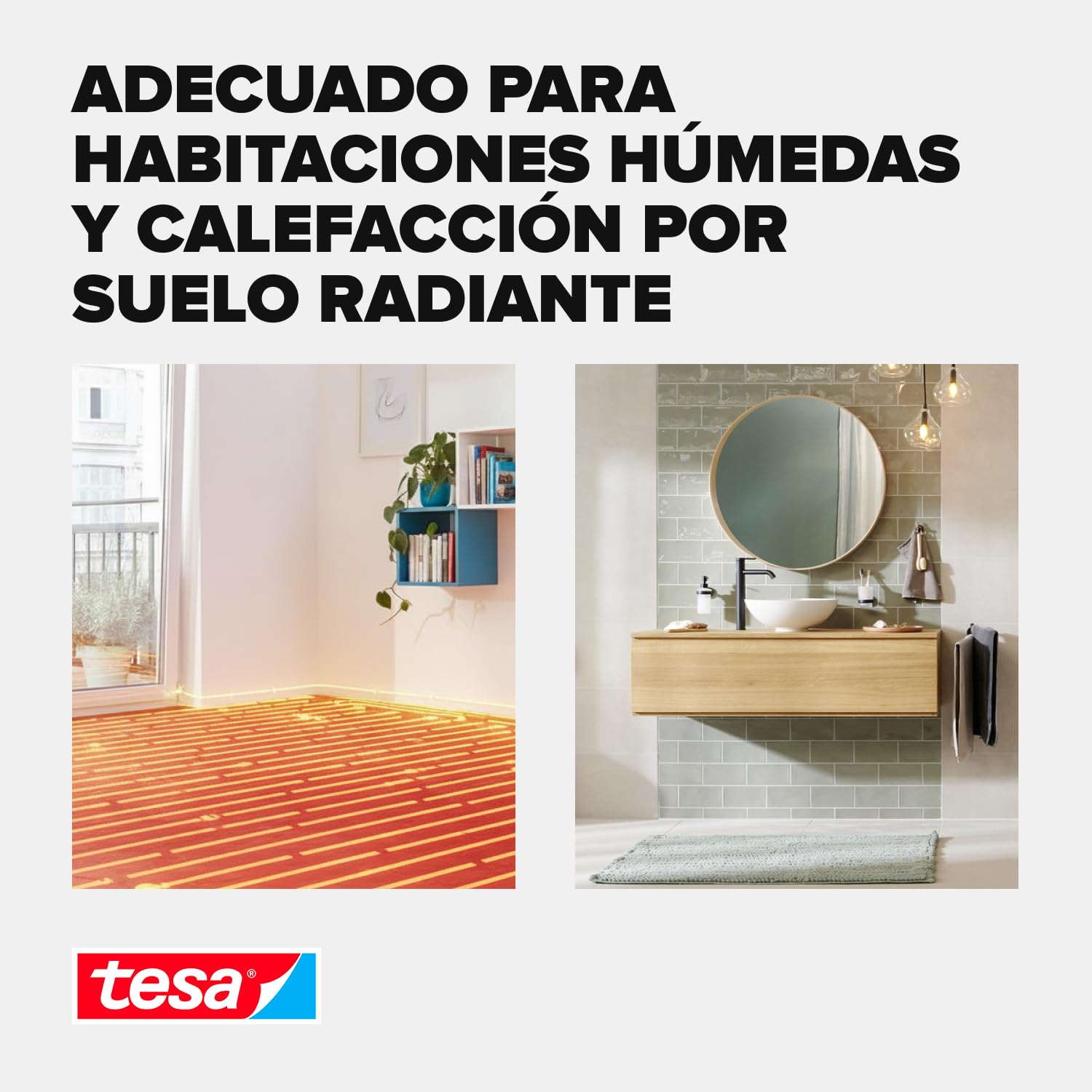 tesa Cinta adhesiva de doble cara de fijación para suelos irregulares – Rollo autoadhesivo antideslizante para moqueta y revestimientos de suelo de PVC – 10 m x 50 mm, lote de 6