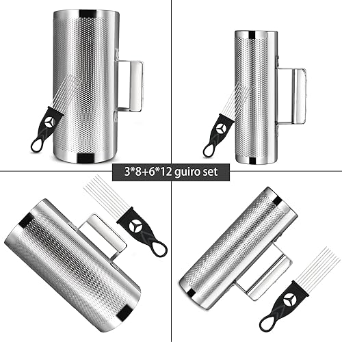 Miniatura 44 de Soulmate Acero inoxidable 12" 4" con raspador Guiro Instrumento de percusión latina profesional, acompañamiento de banda herramienta