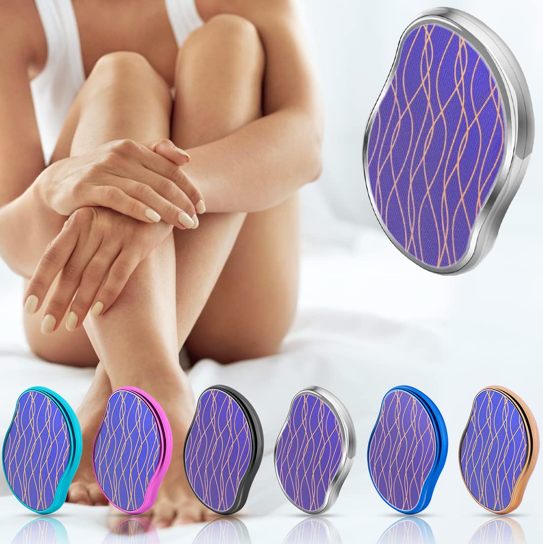 Crystal Hair Eraser for Women and Men - Magic Hair Eraser Crystal Hair Remover, Hair Removal Tool for Arms Legs Back - Fast, Reusable, Washable, Portable Epilator (Silver)