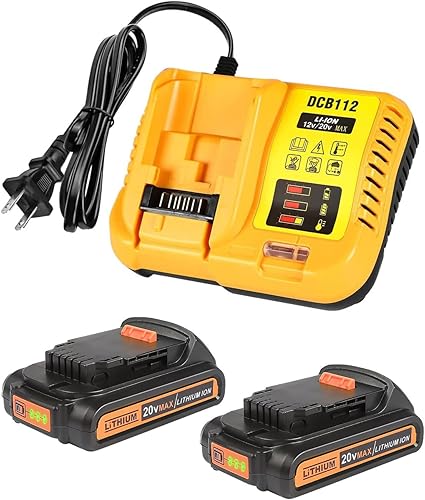 Miniatura 1 de 3.0Ah Replacement for Dewalt Battery 20V 2Pack and Charger Compatible with DCB102 DCB104 DCB118 DCB115 DCB206 DCB204(Orange)