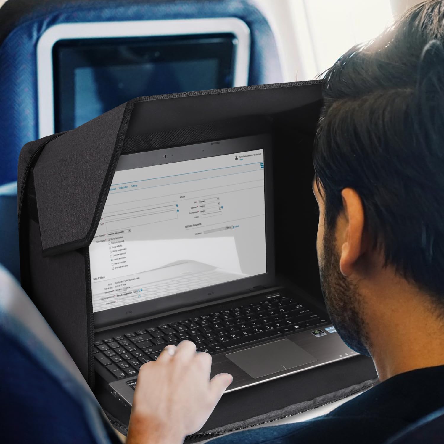 Parasole per computer portatile, leggera, protezione solare abbagliante per la privacy, per lavorare all'aperto, parasole pieghevole e portatile, copertura per computer portatile con
