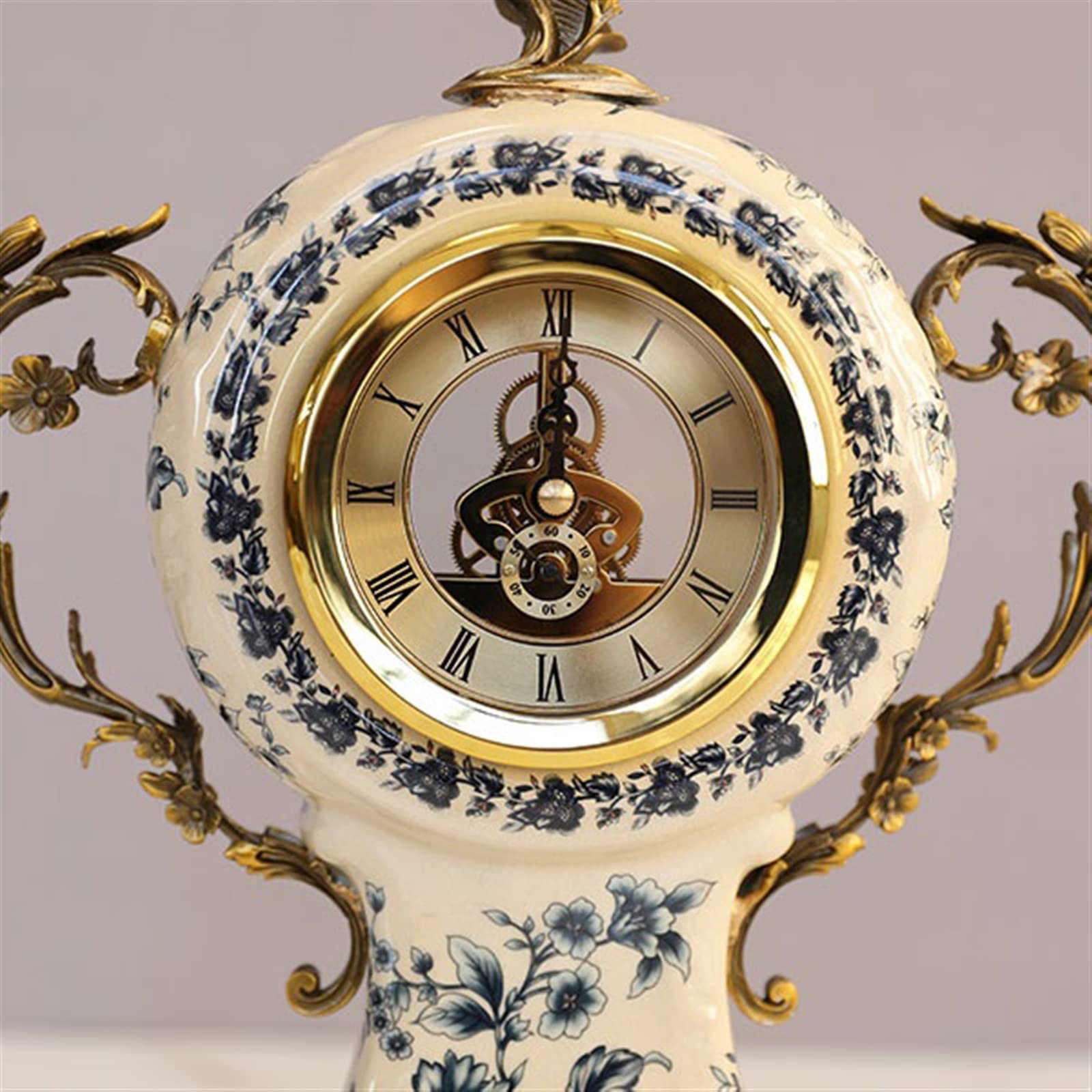 Décorative Horloge décorative de Style Classique en céramique Horloge créative Salon Chambre décoration silencieuse pour Bureau Chambre Table