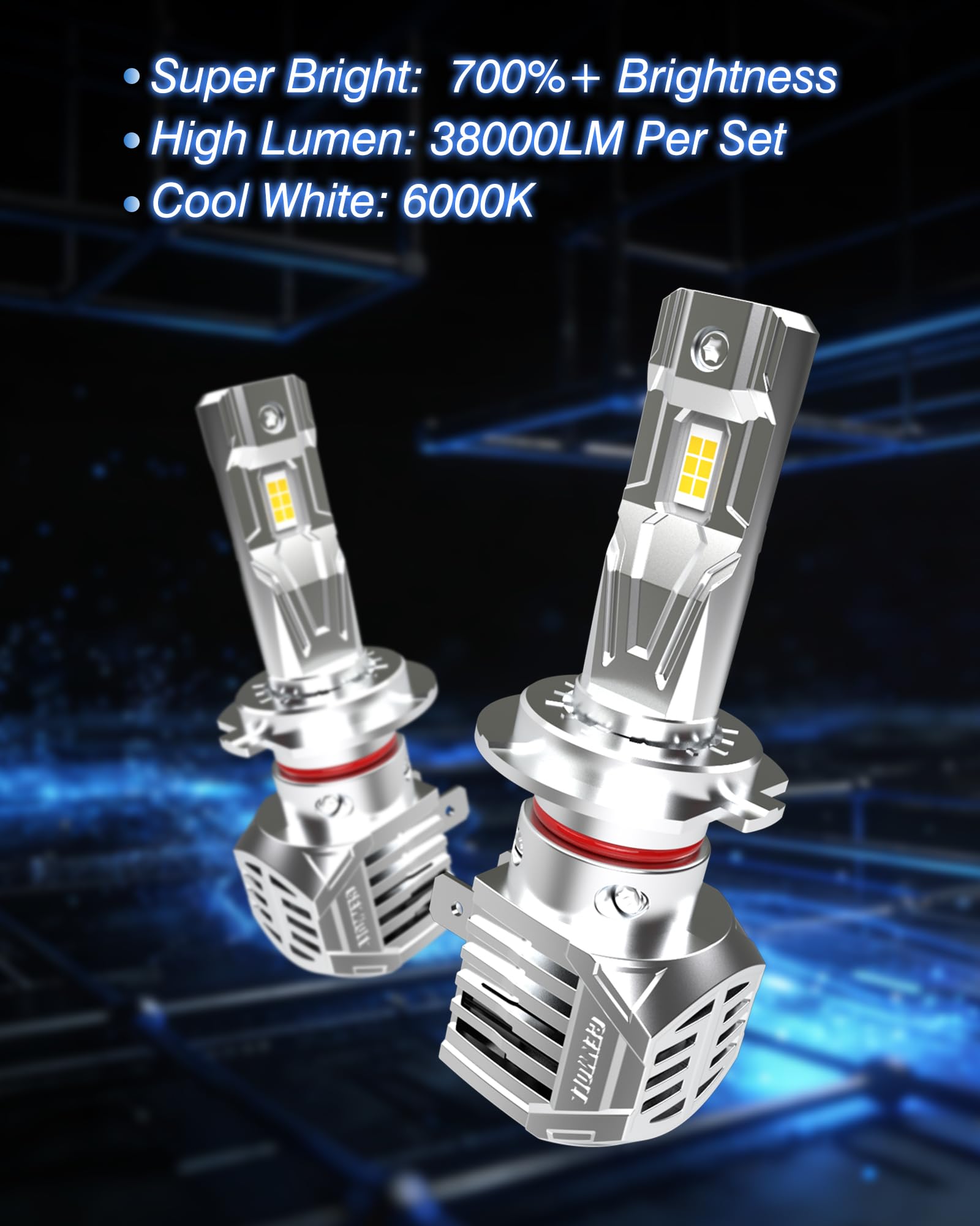 Bombilla H7 Led Canbus, 140 W, 38 000 lm, 6000 K (blanco frío), 700% de luminosidad, 12 V, 24 V, Bombillas H7 Led Sin errores CANbus, Tamaño mini, Kit de sustitución halógena, 1 Par