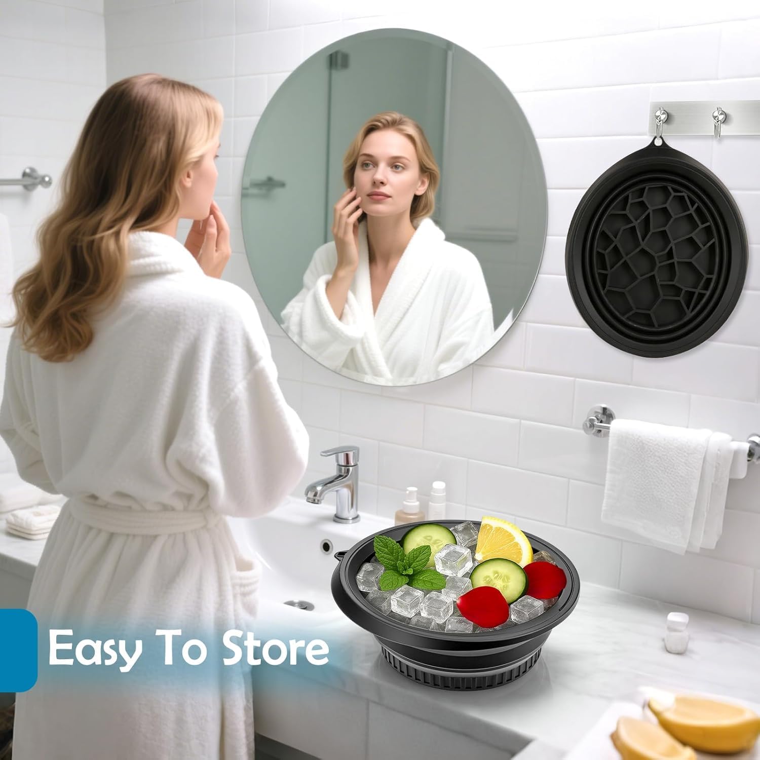 Venvintra Collapsible Ice Bath Tub for Cold Therapy, Portable Ice Plunge Bowl for Face & Body, Reusable Cold Water Therapy Basin for Recovery, Wellness & Skin Care 2
