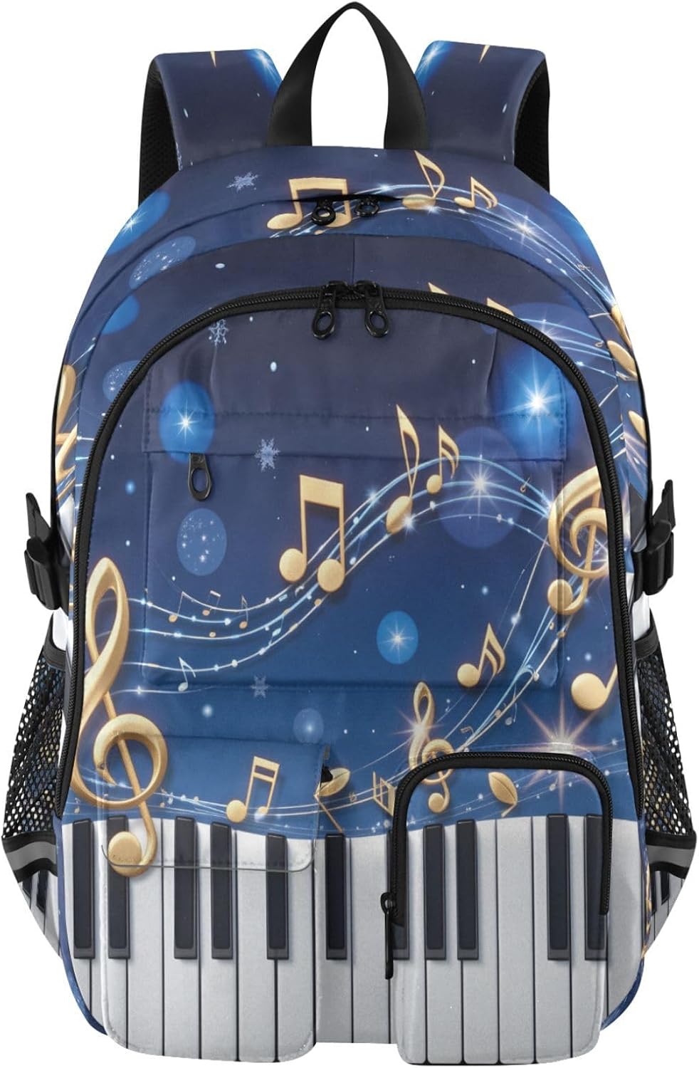 ALAZA Travel Backpack for Women Men 14inch Laptop Backpacks Blue Gold Music Piano Keys School College Bookbag Casual Daypack for Weekender Business Hiking