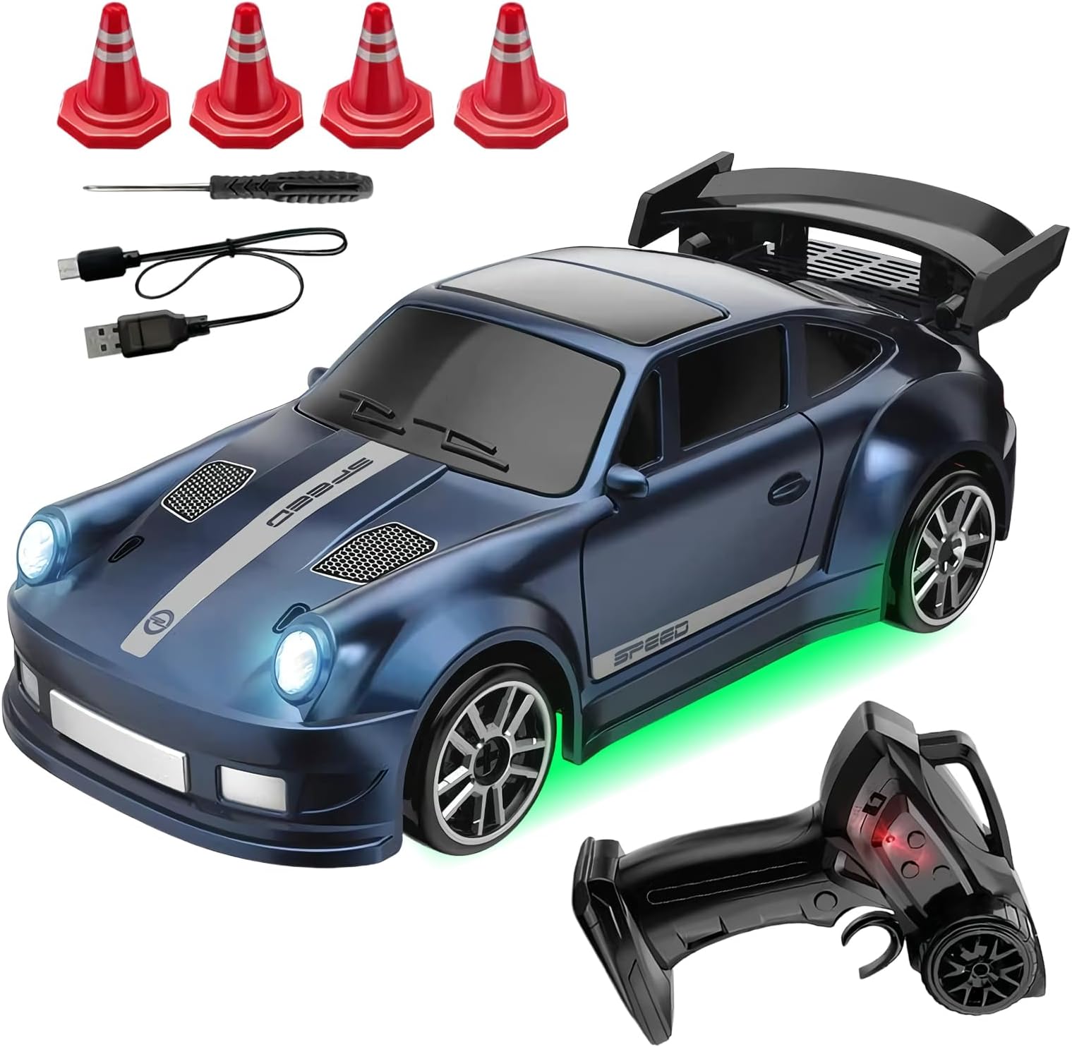 Rc Drift Car 1/64 Scale, Remote Control Car For Kids, Rc Cars Toys 3-8 Years Old Boys, High-Speed Racing Drifting Cars, With Speed Adjustment, USB Type-C, Remote Control Toys Gift