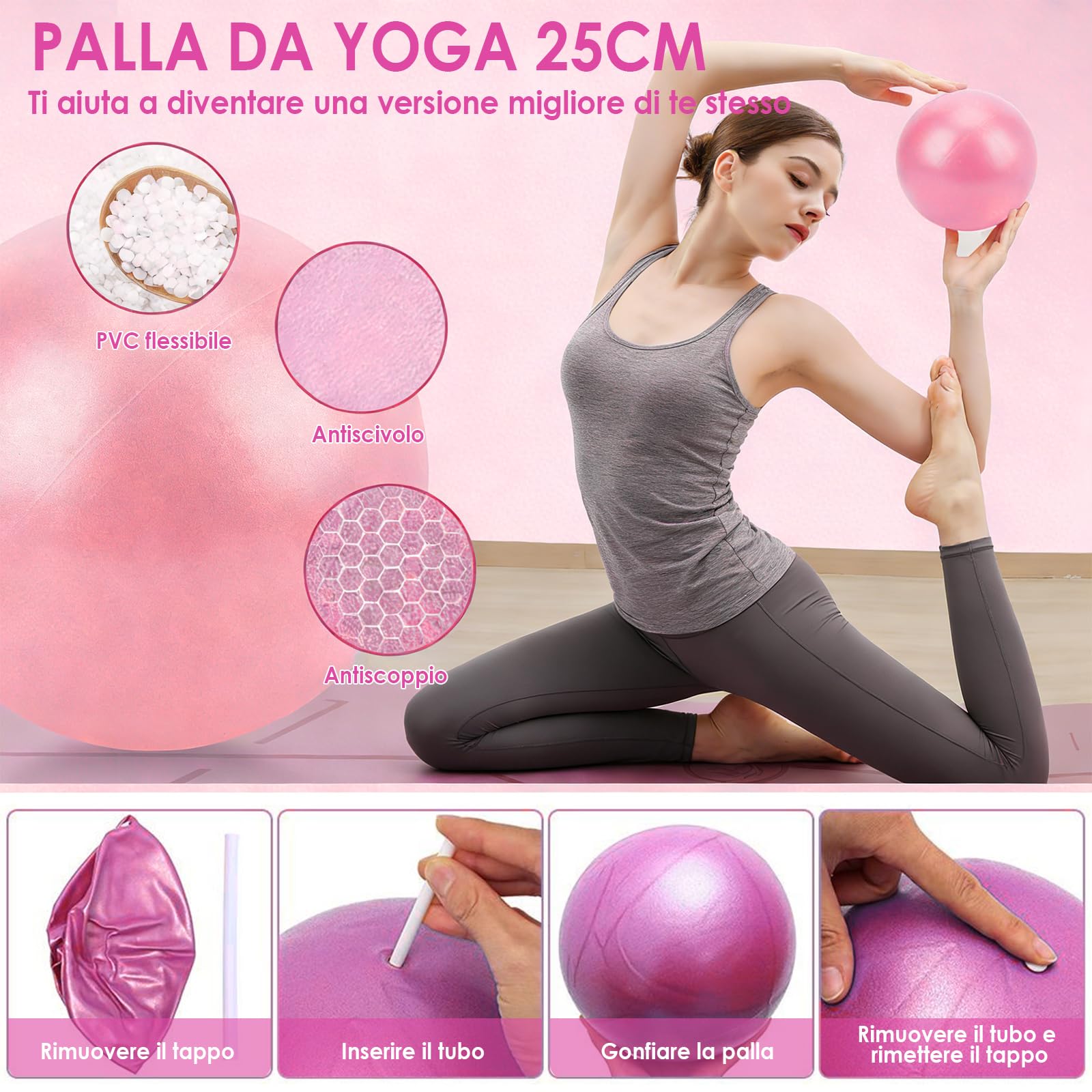 SCANTEE Pilates Essential Kit 13 Pezzi, Attrezzi Pilates per Casa, con Fasce di Resistenza, Palla da yoga, Calzini da Pilates, Cinghia da yoga, Borsa per il Trasporto, Attrezzo Pilates per la Casa, Ro
