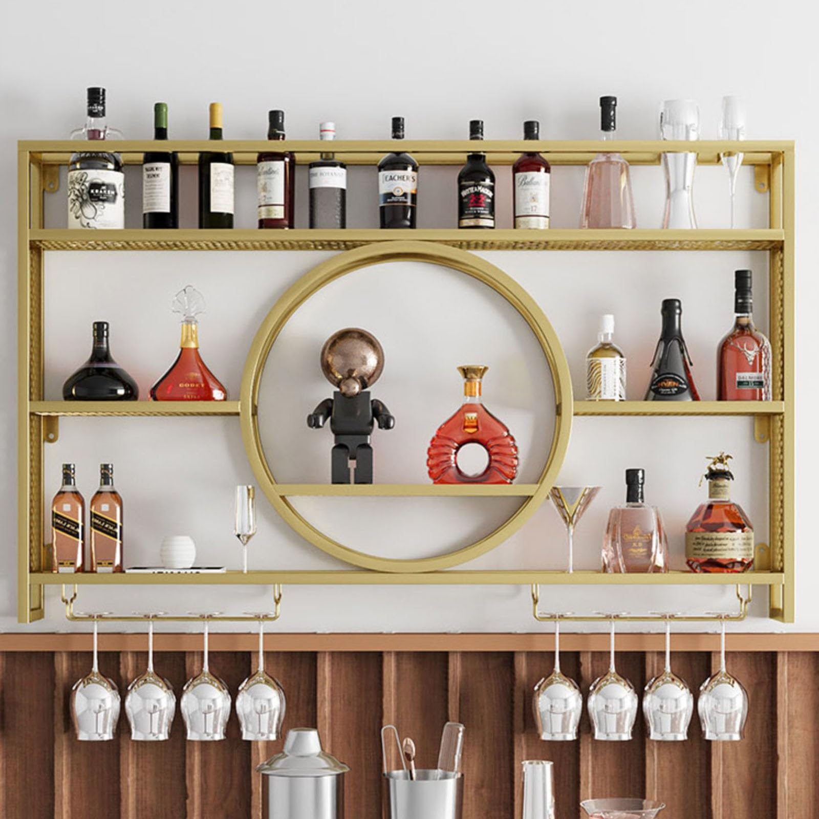 Casier à vin mural LED pour créer un coin bar chaleureux dans la cuisine