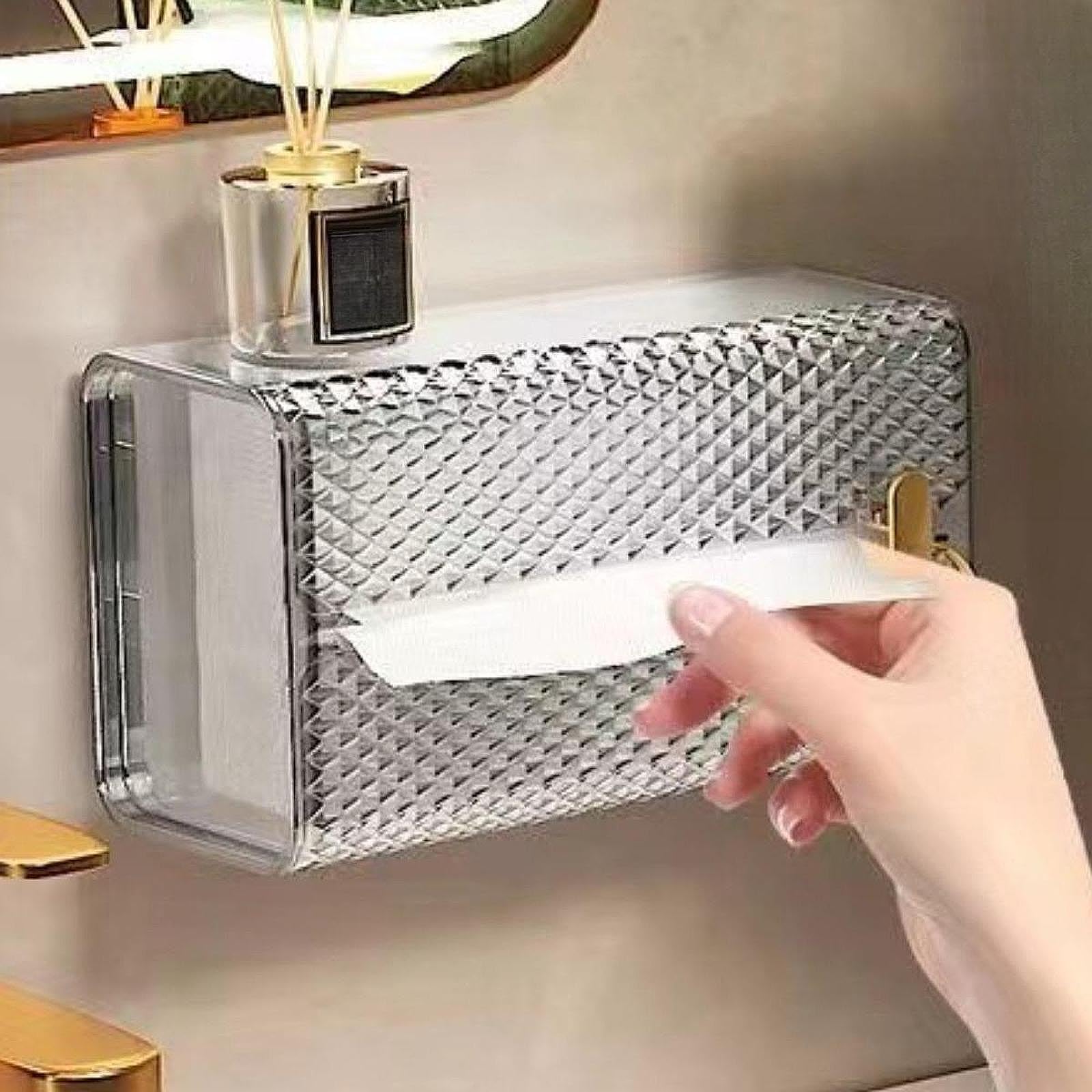 Enakshi (Label) Creations Tissue Box Holder Wall Mounted Tissue Box Cover for Living Room Desk Bedroom ClearHome & Garden|Bath|Tissue Box Covers