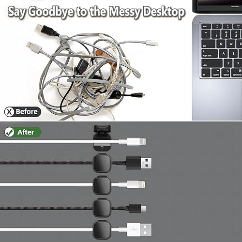 Miniatura 3 de 10 clips para cables, soporte para cables, clips magnéticos, soporte para cable para mesita de noche, ocultar u organizar cables de carga de