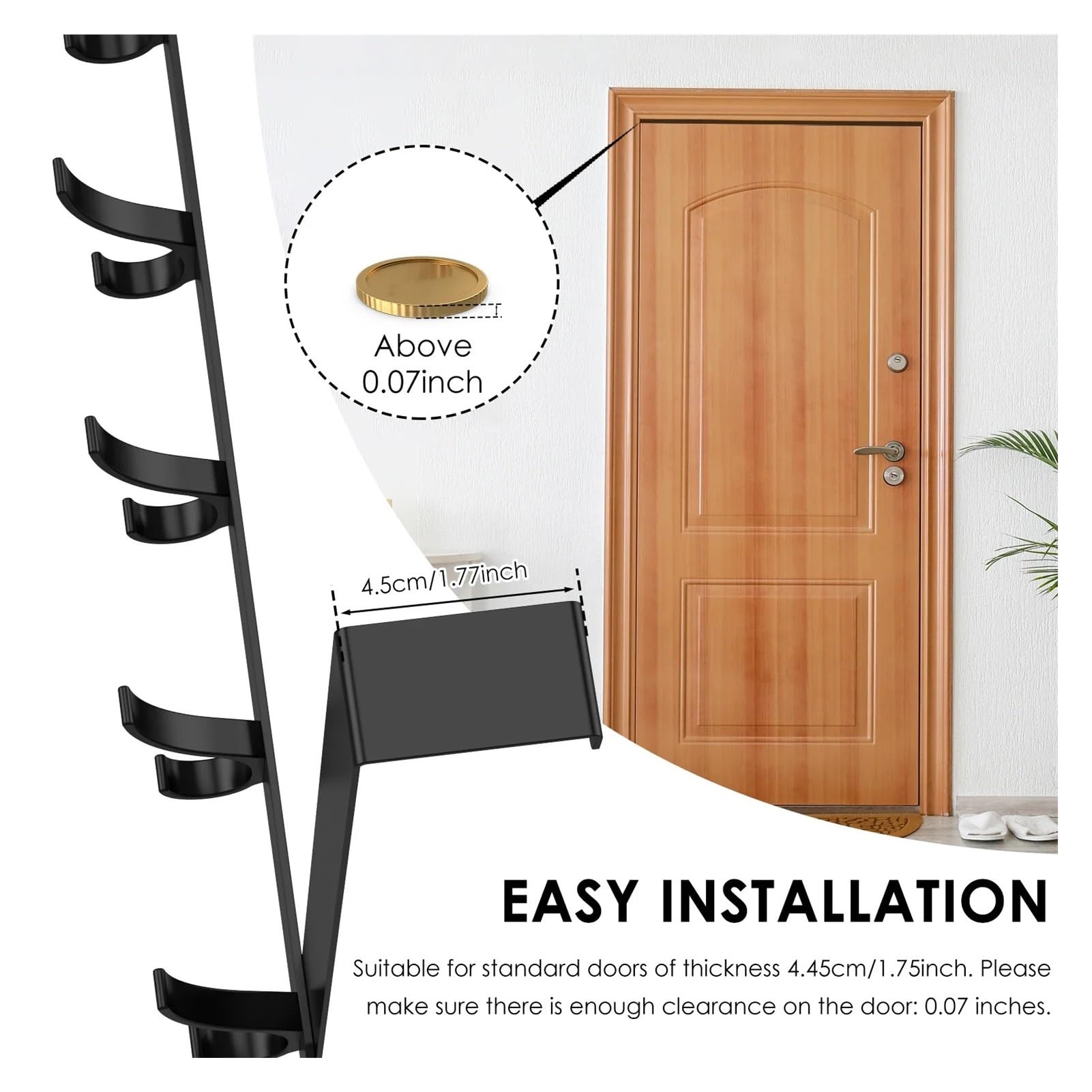 Ganchos para colgar en la puerta Paquete de 2 perchas for colgar sobre la puerta, 12 ganchos sin perforaciones, for colgar sombreros, toallas, ropa, llaves, cocina y baño.(White 2pcs)