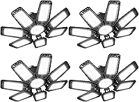 Vista 9 de Luz LED de garaje de 200W 20000LM 6500K, luces de techo de garaje con 7+1 paneles ajustables, luces de tienda con rosca E26 E27 para taller, sala