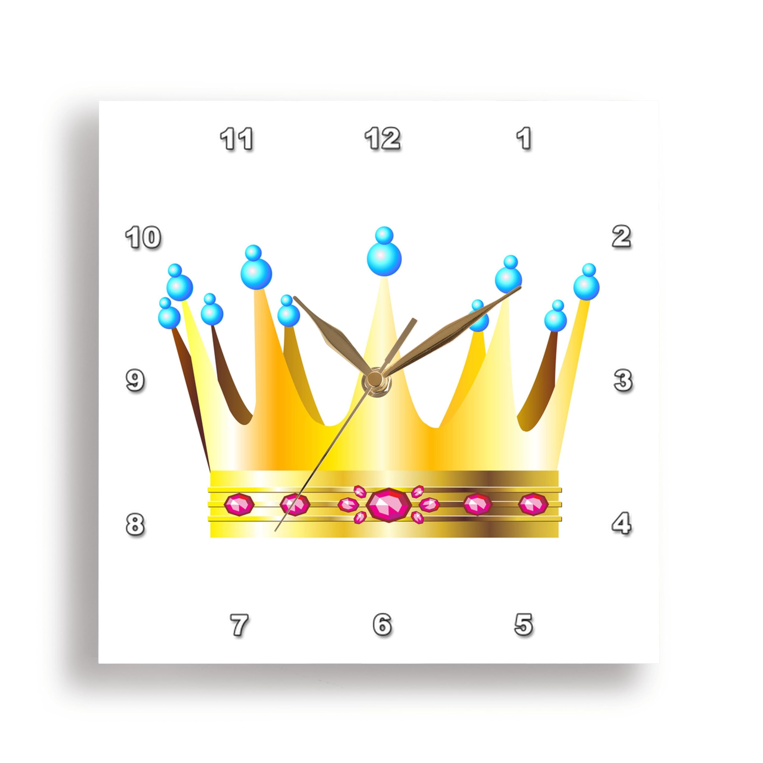 Horloge murale design 3dRose Couronne dorée pendule fine 13 x 33 cm avec gemmes de couleur