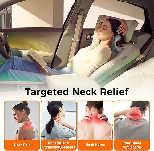 Vista 4 de Estirador de cuello térmico inalámbrico para aliviar el dolor de cuello, dispositivo de tracción cervical calentado de 2500 mAh para migraña TMJ