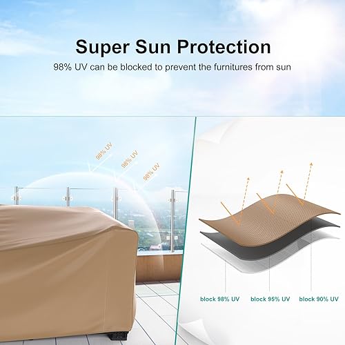 Miniatura 4 de Juego de muebles de patio impermeable, fundas resistentes para muebles de exterior, juego de sofá modular de mimbre, silla rectangular, 62 pulgadas