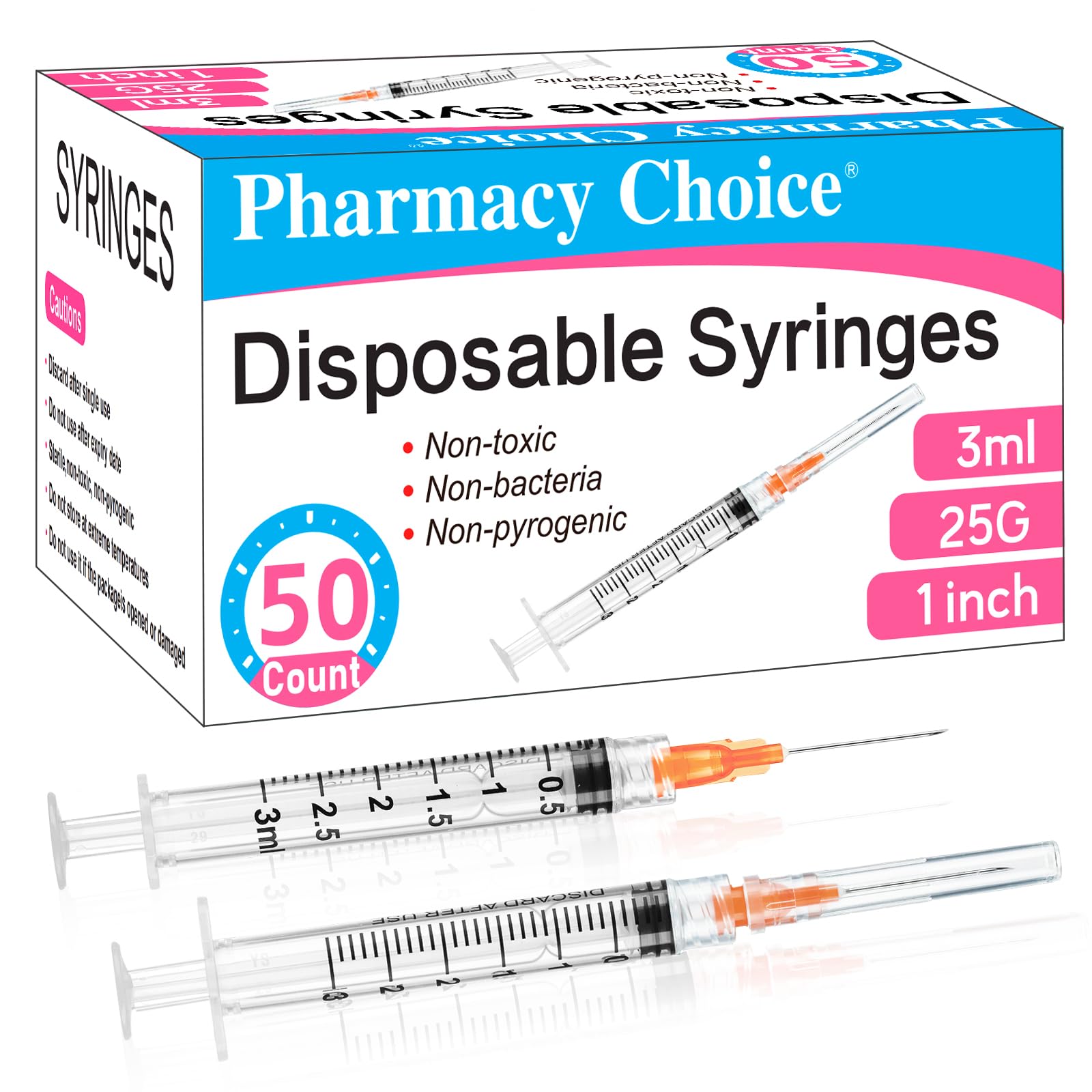 Lab Syringes - 50 Pack Disposable 3ml -1 Lab Syringes - 50 Pack Disposable 3ml -1