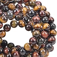 Vista 3 de 100 piezas de cuentas de cristal natural, piedras preciosas, redondas, sueltas, curativas de energía con cordón elástico de cristal para hacer joyas