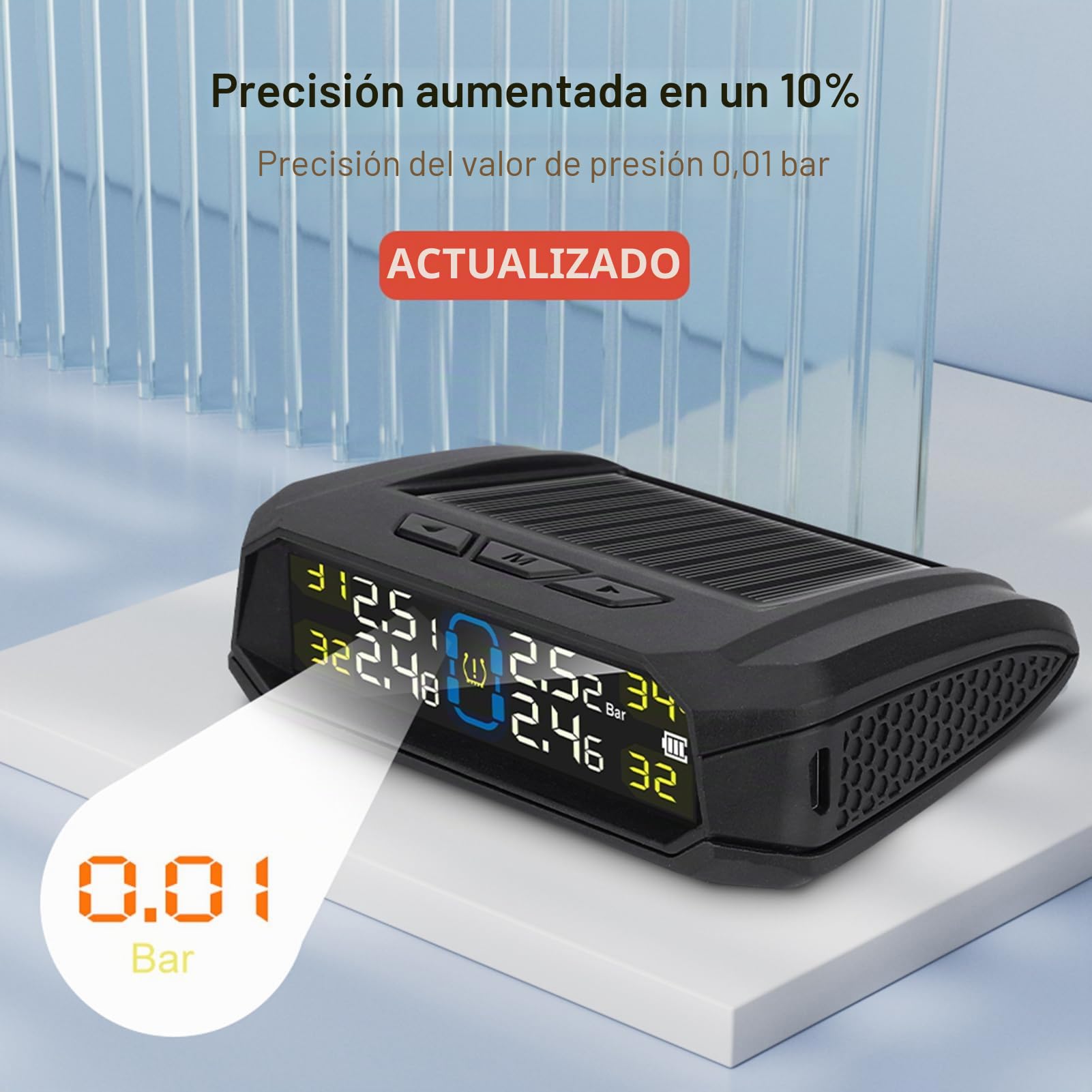Shkalacar Sistema de Monitoreo de Presión de Neumáticos con Pantalla LCD, 6 Modos de Alarma y 4 Sensores Internos para Coche SUV MPV Sedan