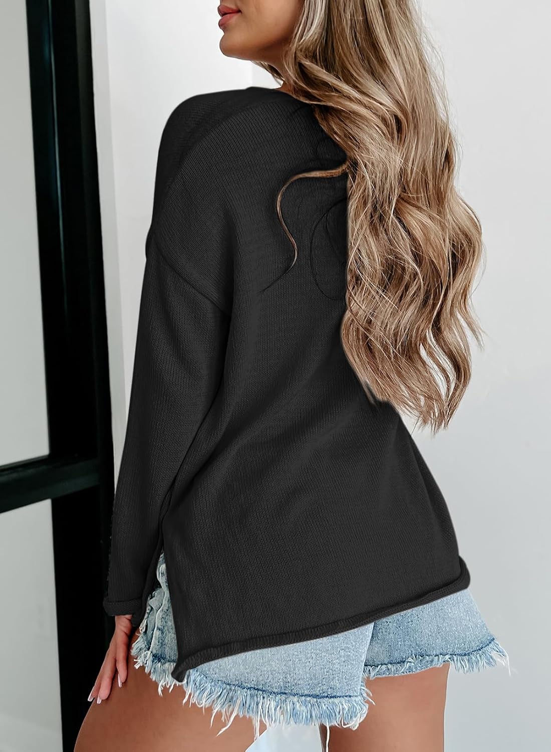 Womens Fashion 2026 Champagne Please Graphic Long Sleeve Pullover Sweater Loose Crewneck Knitted Sweatshirt Tops - Image 3