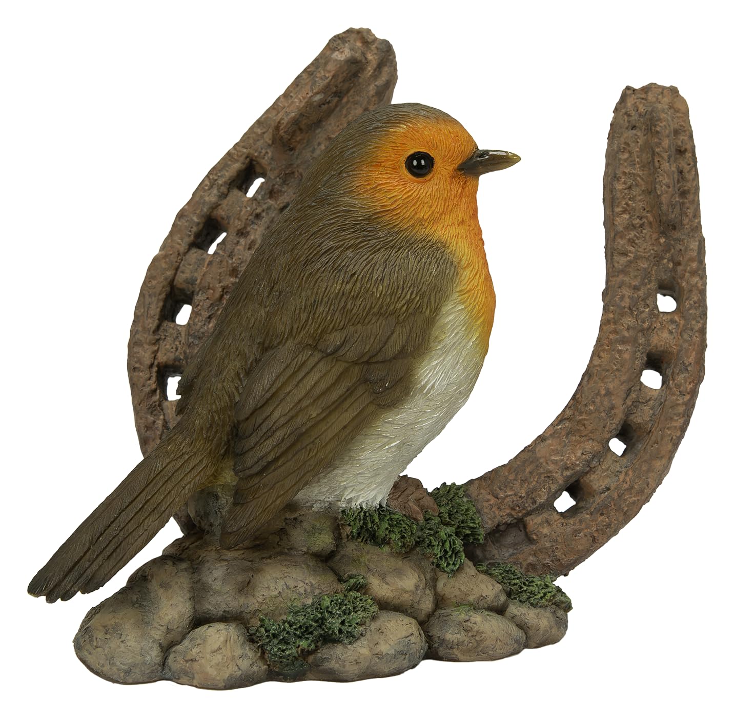 Vivid Arts - Robin on a Horseshoe Garden Decor