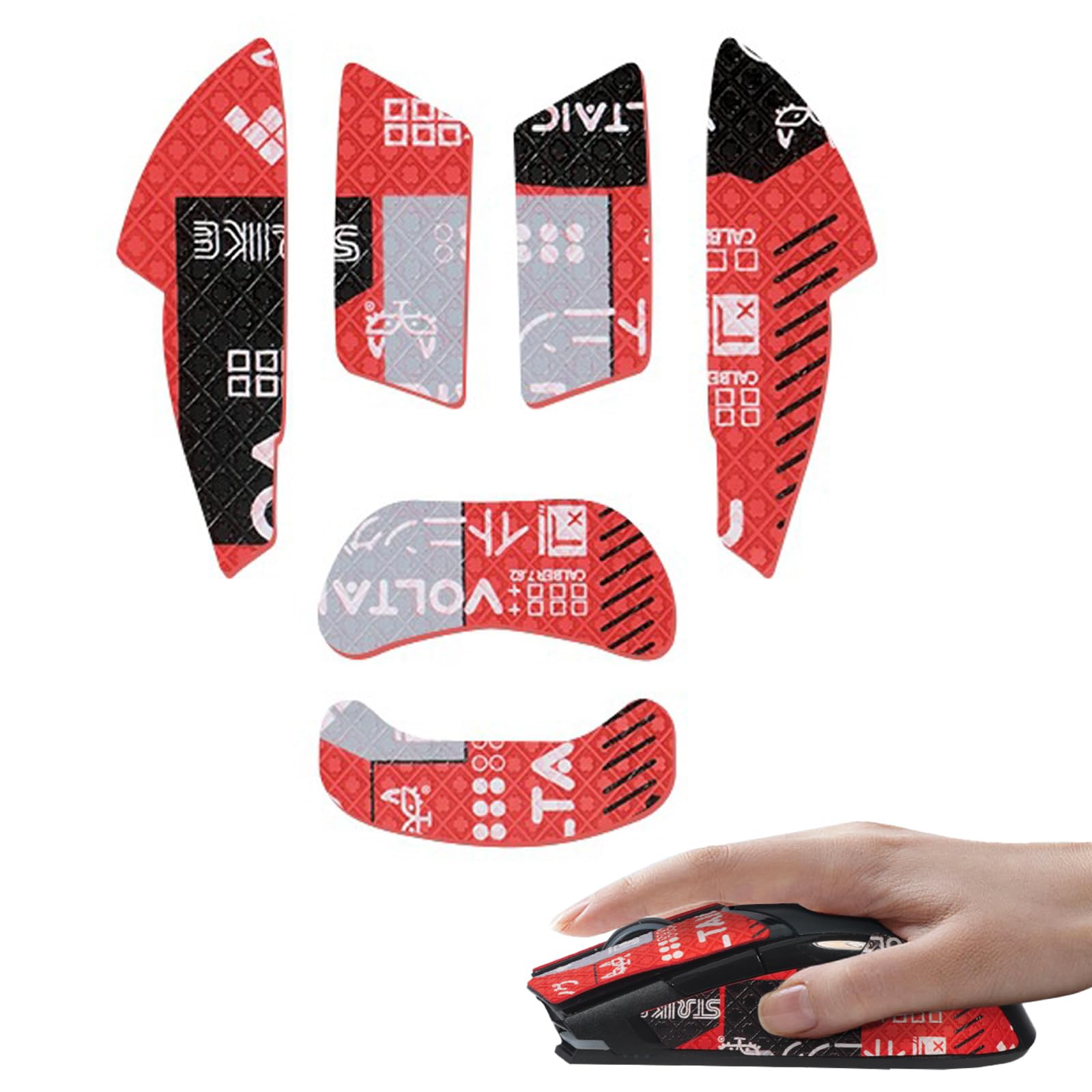 UOEPOWA Mouse Anti-Slip Sticker Suitable for Mechanic M7PRO Mouse, Anti-Sweat-Absorbent Mouse Sticker, All-Inclusive Design Anti-Slip Sticker (Red)