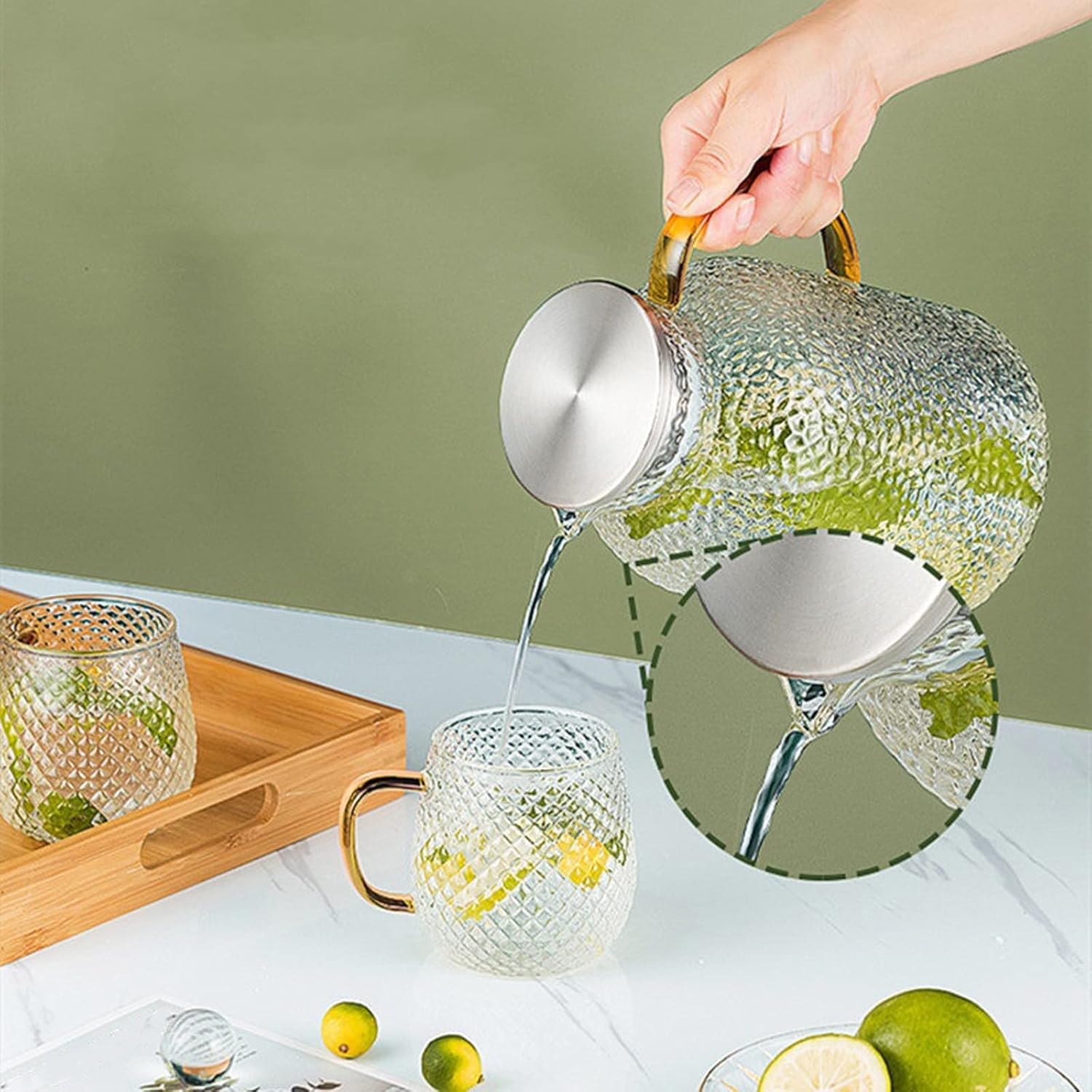 Milchkännchen, Soßenschüssel, Wasserbecher, Krug, Kaffeeweißer, Zucker, Soße, große Kaltkaraffe, Glaskessel, großer Topf für Zuhause