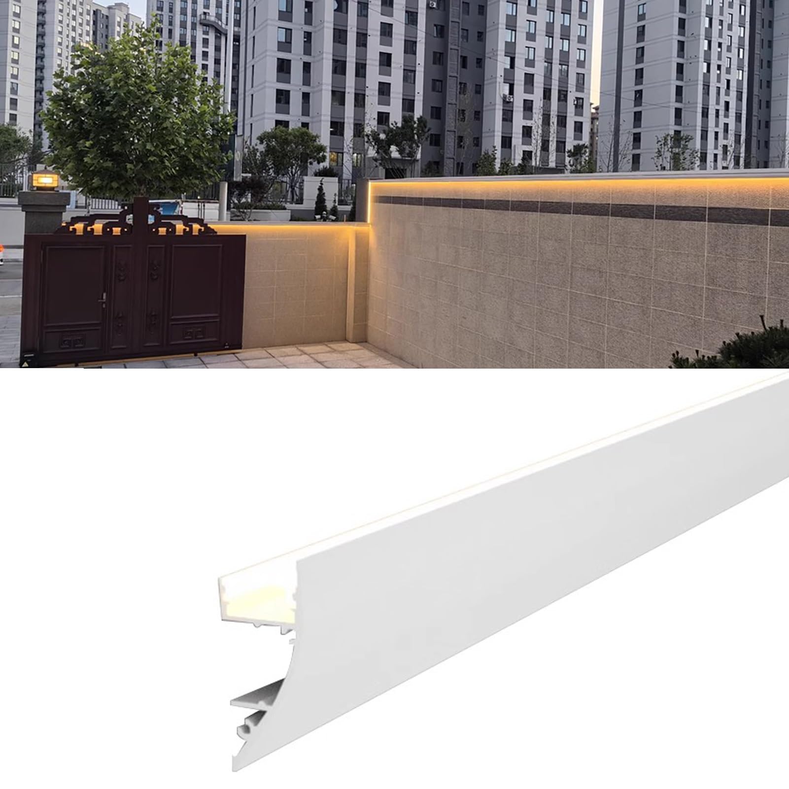 Canal de aluminio LED, Soporte de aluminio de la superficie del canal de la moldura de corona del LED for la iluminación indirecta los 3ft-33ft(6.9ft/2.1m)