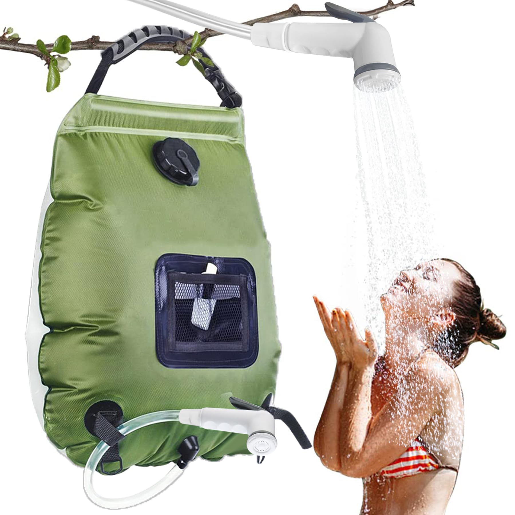 Sac de Douche Solaire Camping,20L Douche de Voyage avec Pomme de Douche,Solaire Sac de Douche,Pliant Extérieur pour Douche,Température 45 °C avec Commutable Tête de Douche,pour Randonnée Escalade