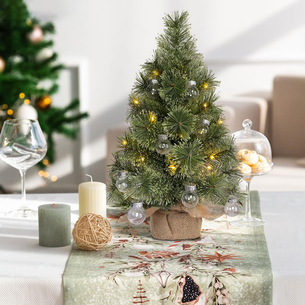 Mini Weihnachtsbaum 60cm Mit LED-Lichtern & Ornamenten - Tischplatte Knstlicher  Weihnachtsbaum