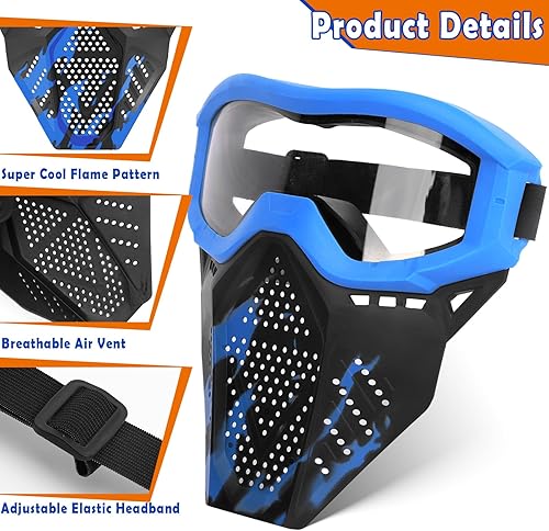 Miniatura 3 de POKONBOY Paquete de 2 máscaras tácticas con gafas compatibles con Nerf Rival, Apolo, Zeus, Khaos, Atlas y Artemis Blasters Rival (4 colores)