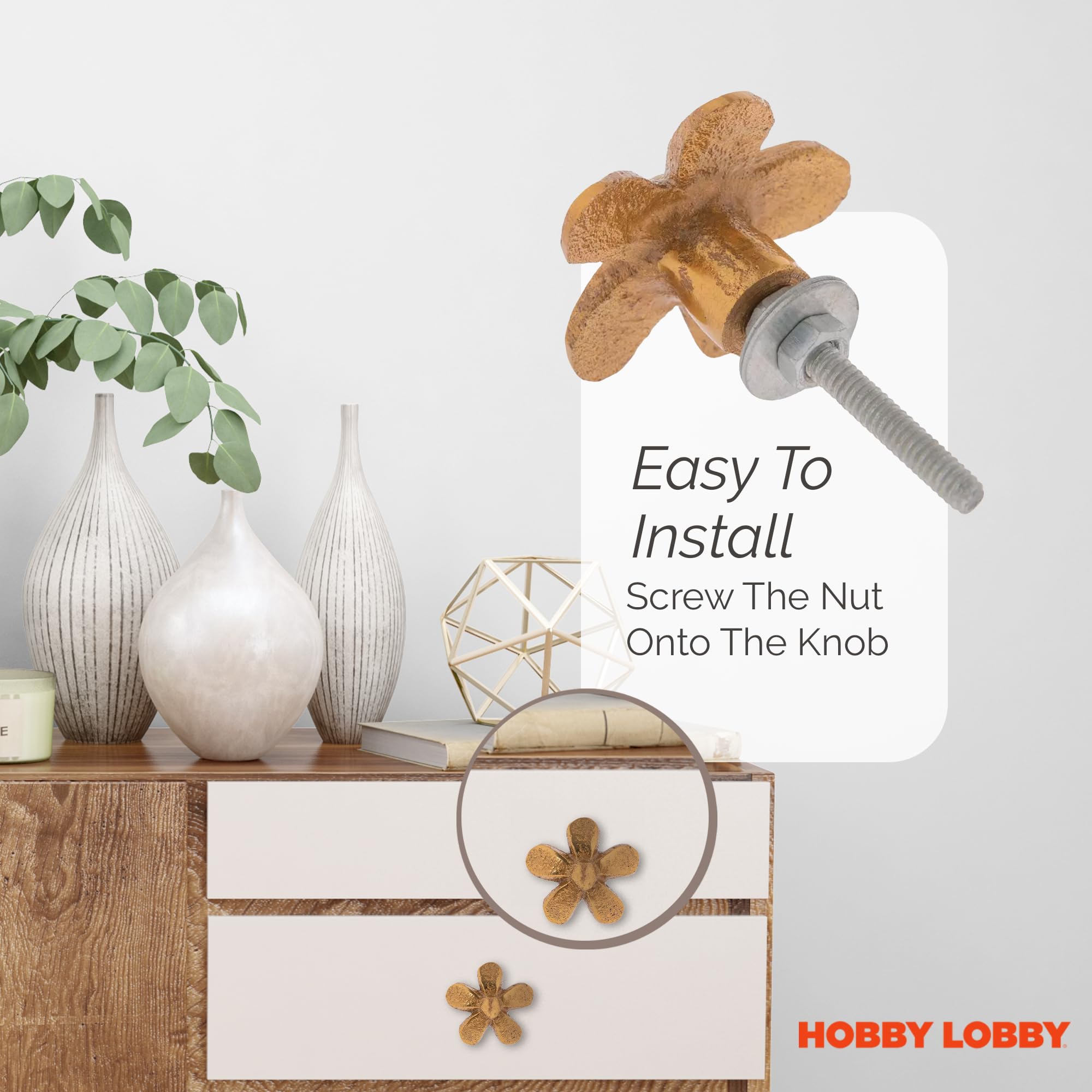 Gold Daisy Metal Knob – Premium Decorative Knobs for Cabinets and Drawers –  Novelty Furniture Knobs and Pulls