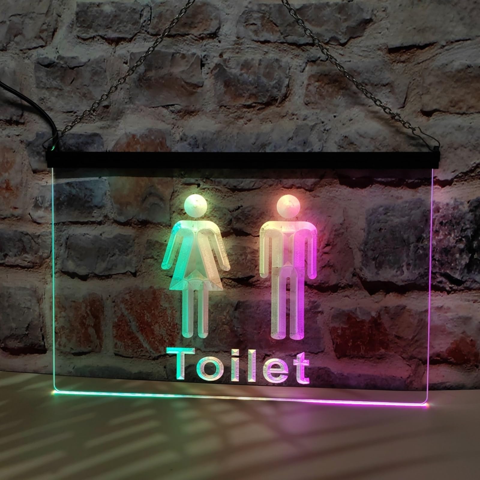 Zayeksole Women's One Color Left, Male Right Toilet Neon Sign For Wall Decor, App Rgb Dimming Usb Powered Led Neon Lights For Public Restroom Bathroom,30X20cm