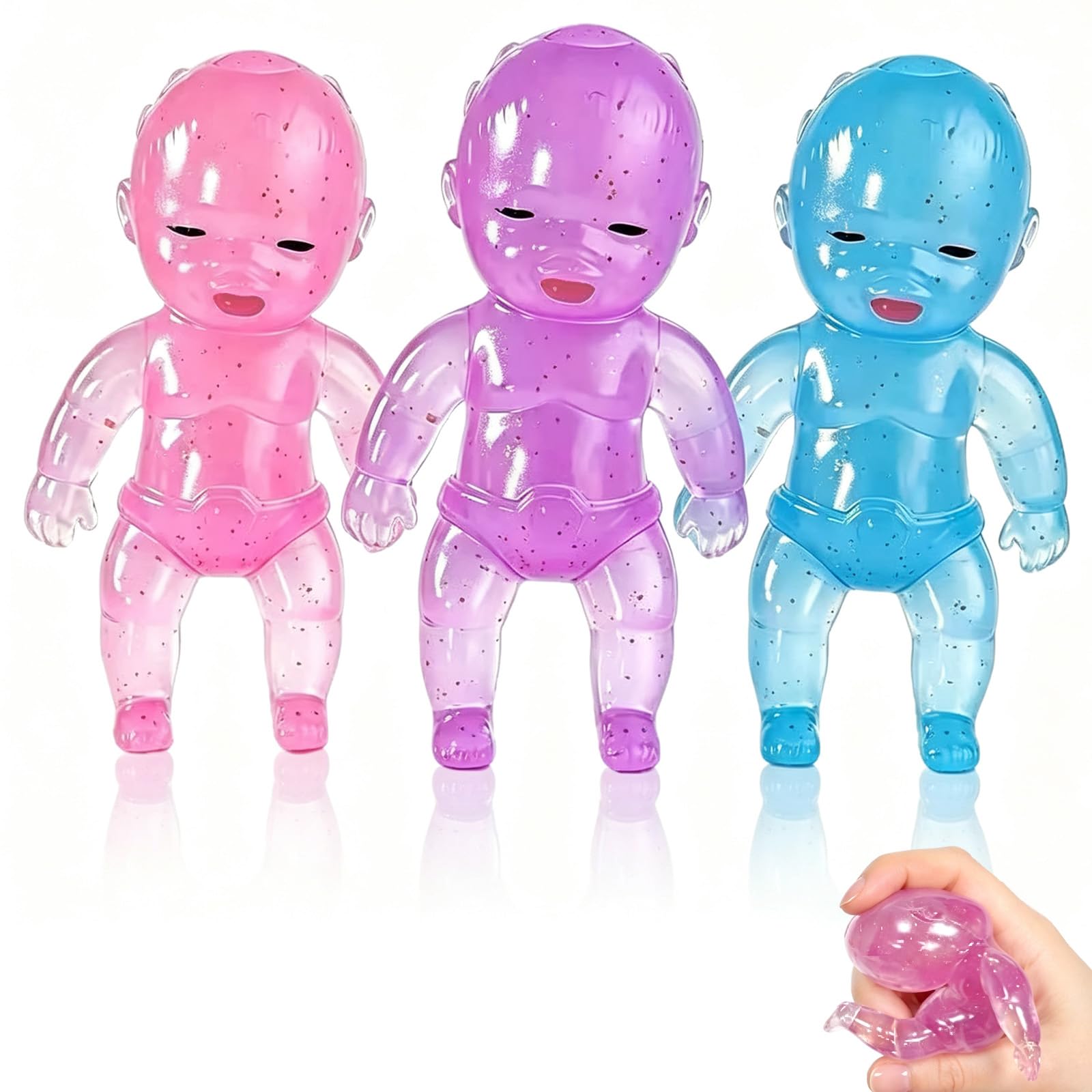 3Pcs Doll Fidget Toys Set, Stress Toys with Glitter Slow-rising Squeeze Toy