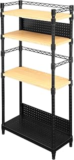 Bauhutte BHS-600SM-WD Desk Side Rack, PC Rack, PC Rack Width 23.8 x Depth 10.0 x Height 47.0 inches 60.5 x 25.5 x 120.5 cm Wood Grain