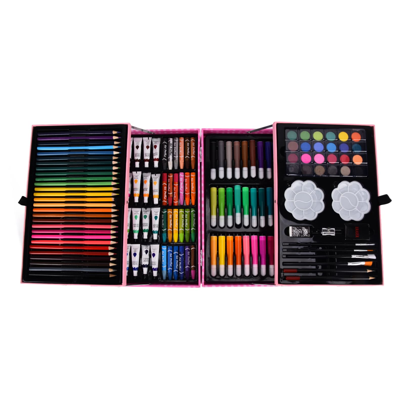 Qudinip Zeichenbox-Set für mit Tragbarem Koffer und Bunten, Sicheren Pigmenten, 34 X 23 X 8,7 Cm, Ideal für Malspaß