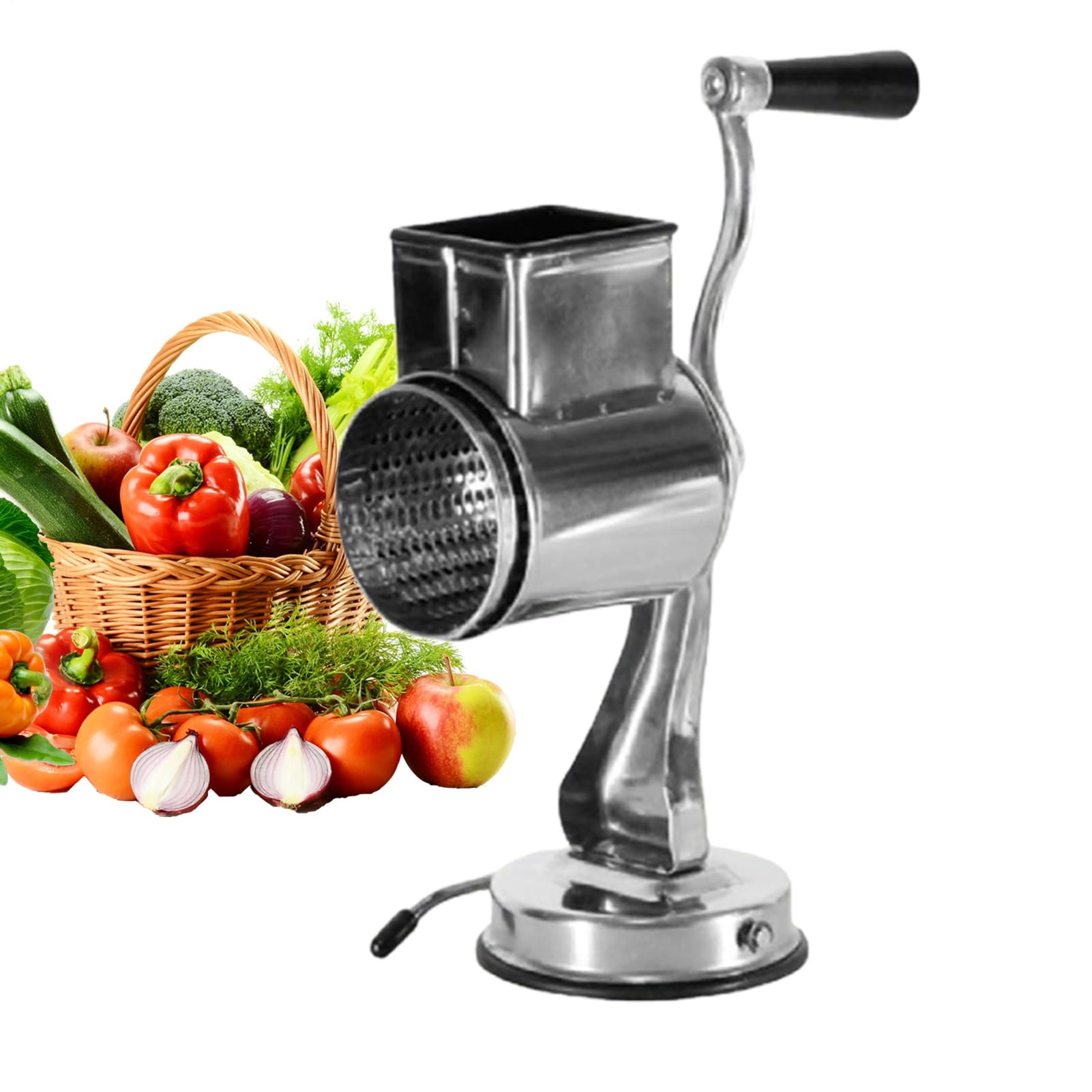 Grate di Formaggio Multifunzionale - Shredder vegetale in Acciaio | Inossidabile, manovella ergonomica | Strumento per con Base di, Dispositivo di griglia da Dado, taglierina di ca