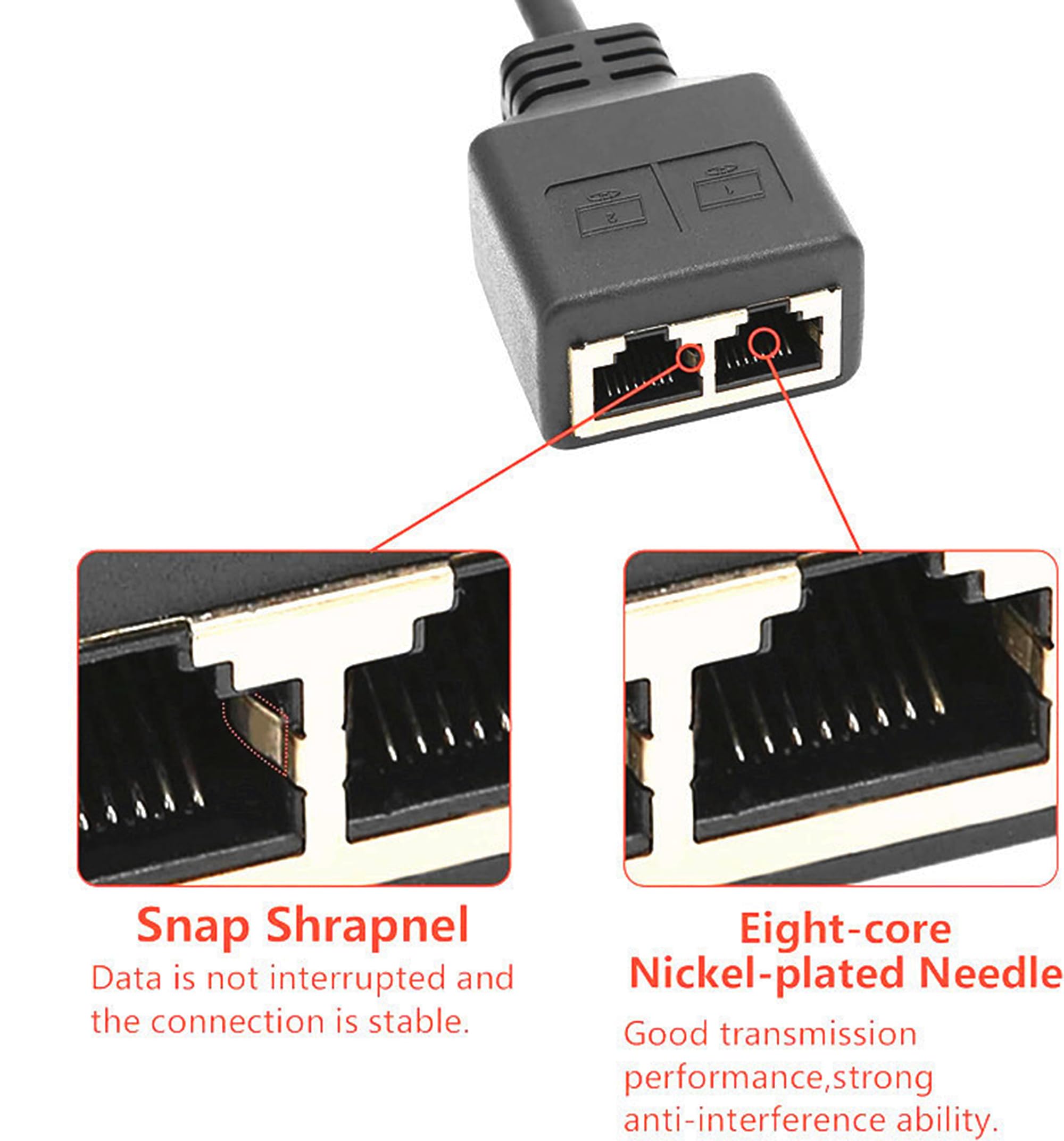 Adaptateur Ethernet RJ45 1 à 2 Ports Distributeur LAN Cat5 Cat5e Cat6 Cat7