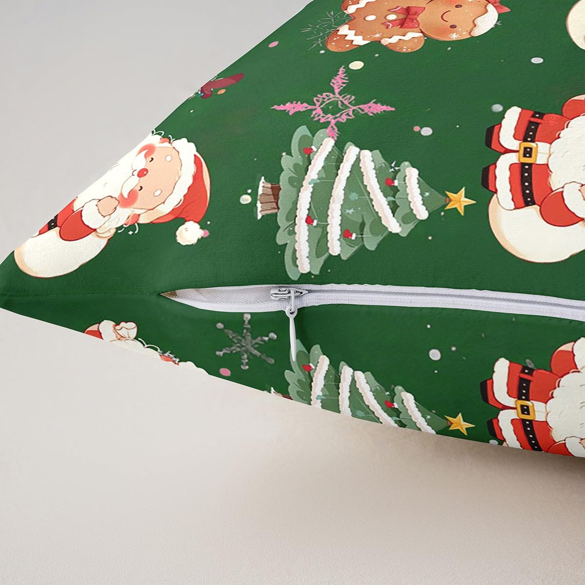 Homewish Juego de 4 fundas de almohada navideñas de 20 x 20 pulgadas, diseño de árbol de Navidad, diseño de ciervo de Papá Noel, fundas de almohada suaves para niños y niños, fundas de almohada