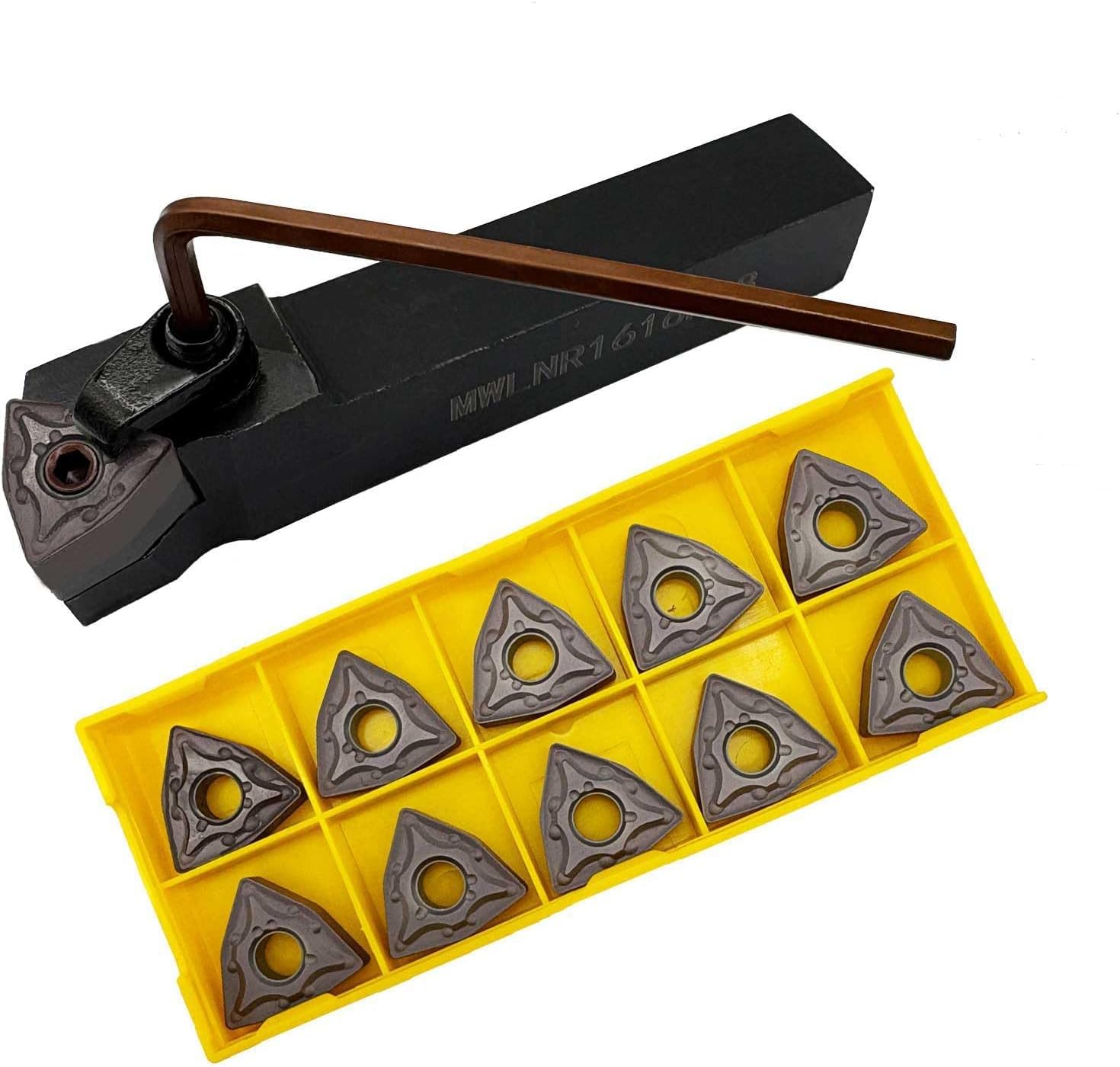 16 mm MWLNR1616H08 Indexierbarer Hartmetalldrehwerkzeugeinsatz-Halter mit 10 Stück WNMG080408-MA WNMG432 Indexierbare Hartmetalldreh-Einsatz-Schneideklinge