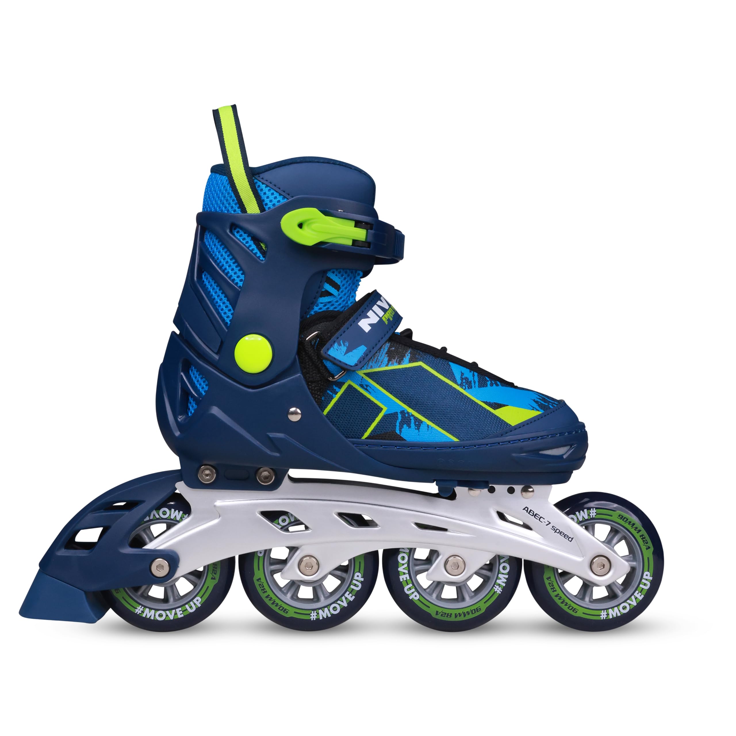 Nivia Pro 90 Inline Skate, Adjustable Inline Roller Skates for Unisex Kids, Outdoor Skating Shoes Roller Blades (Large)-picture-28