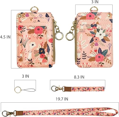 Miniatura 7 de Soporte para tarjetas de identificación negro con cordón, soporte vertical de piel sintética para tarjetas de identificación con 1 ventana de Negro