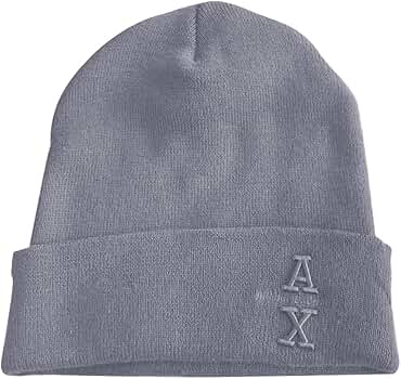 Armani Exchange Men's AX Stacked Logo Beanie Hat, Eiffel