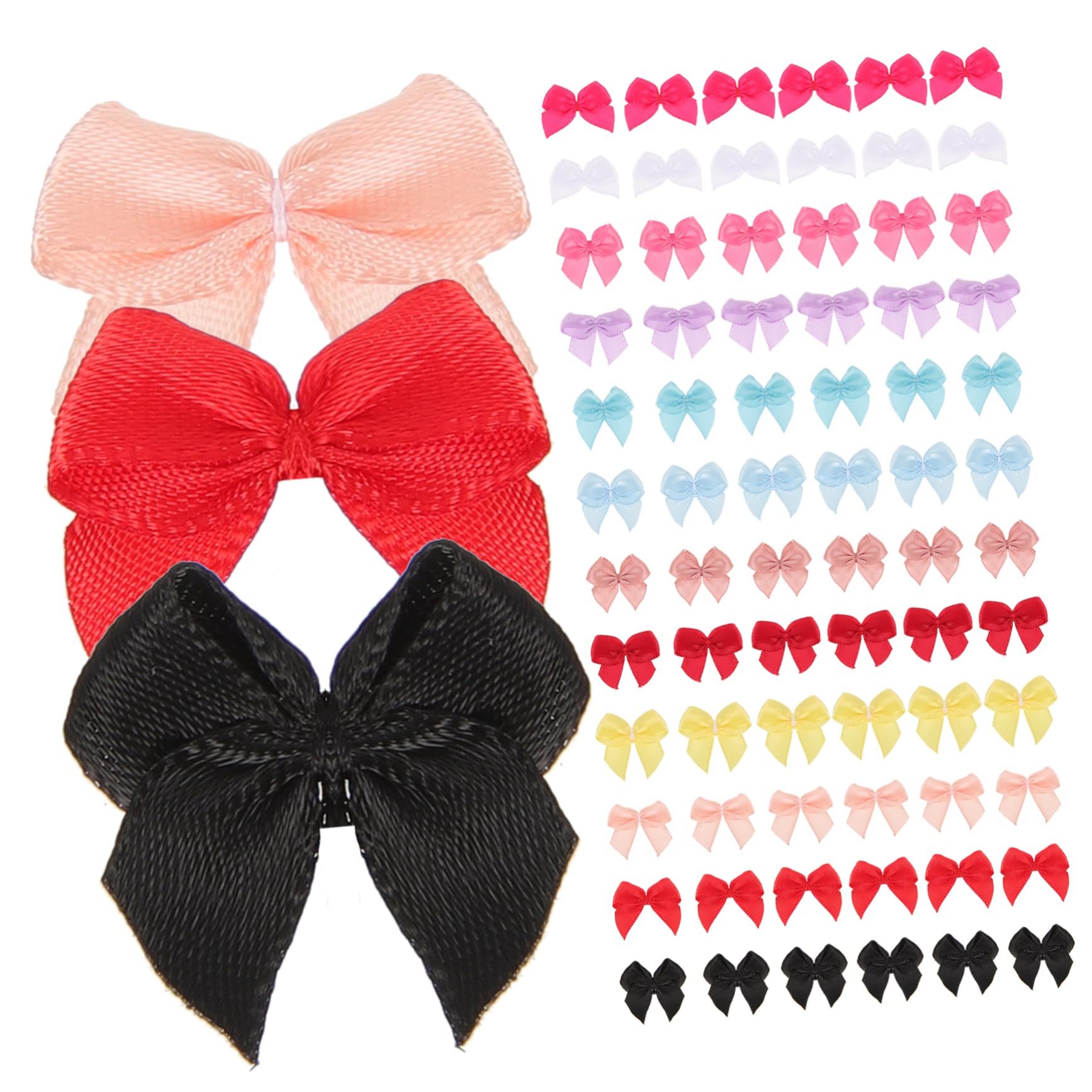 IMIKEYA 4 Sätze Minibogen Zum Basteln Bänder Schwarzes Band Stoff Dickes Band Schleife Wickelband Regenbogen-Satinband Kreativer Bogen DIY Zubehör Mini-bögen Polyester 250 Stück * 4