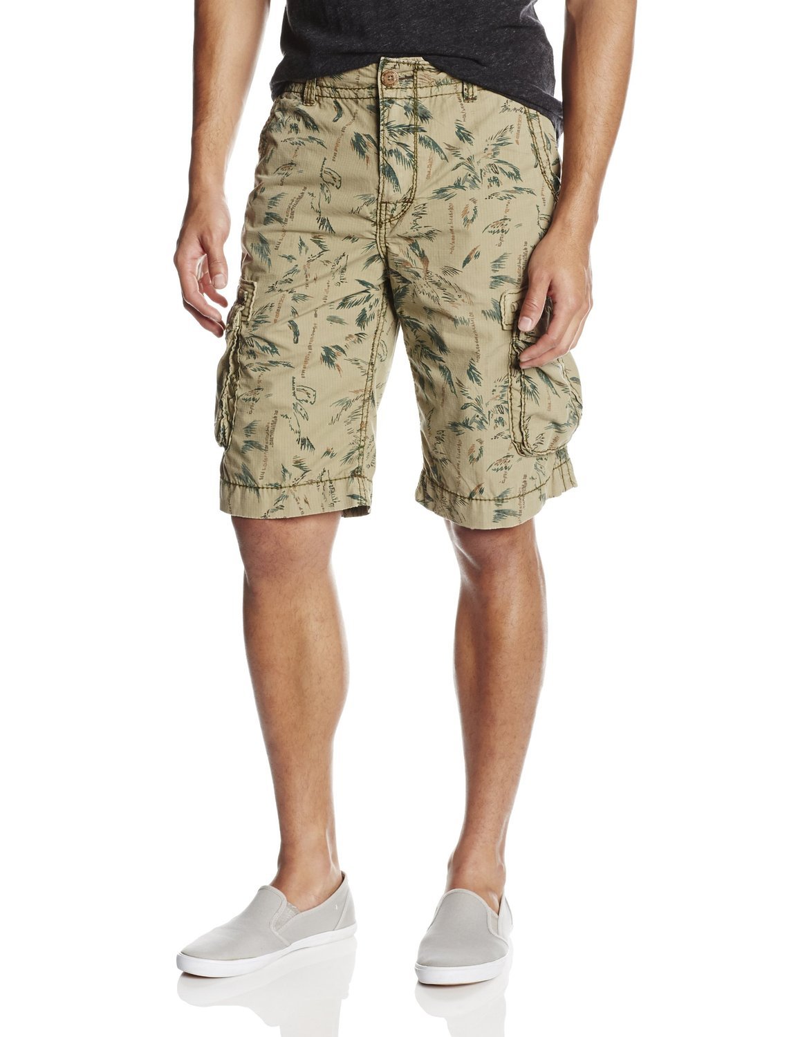 True Religion Men's Expedition Big-T Palm-Printed Cargo Short In Willow