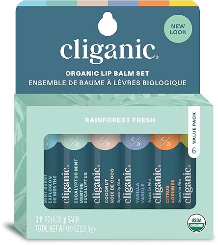 Cliganic USDA Bálsamo labial orgánico  100% mantequilla natural, para labios agrietados y secos