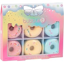 Donuts Bath Fizzer Gift Set, 58g - 6X Donut Shaped Bath Fizzers, Peach, Rainbow, Mango, Pineapple, Strawberry, Watermelon Scents, Fruity Bath and Shower Treat, Relaxing Bath Time Gift