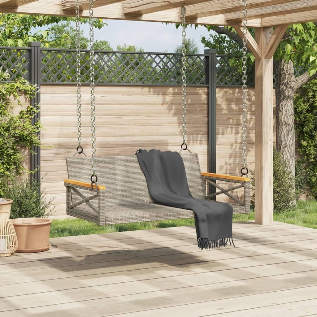 Banco colgante gris 109 x 62 x 40 cm polirratán