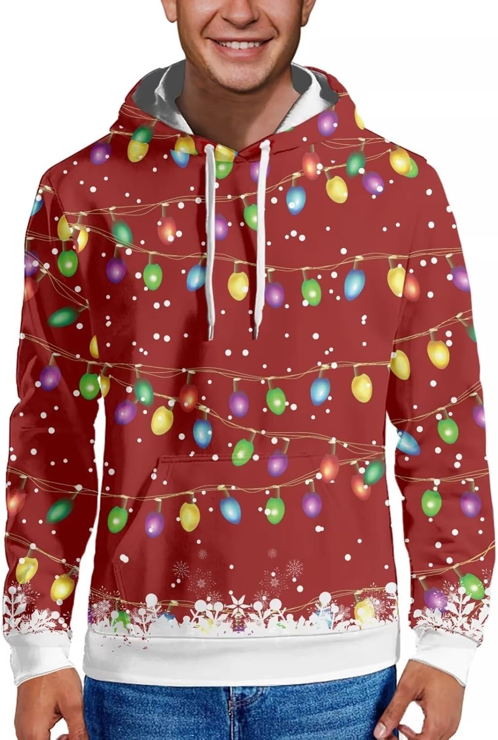 HUGS IDEA Adult Men Hoodies with Pockets and Drawstring Hat Pullover Long Sleeve Sweatshirts S-6XL