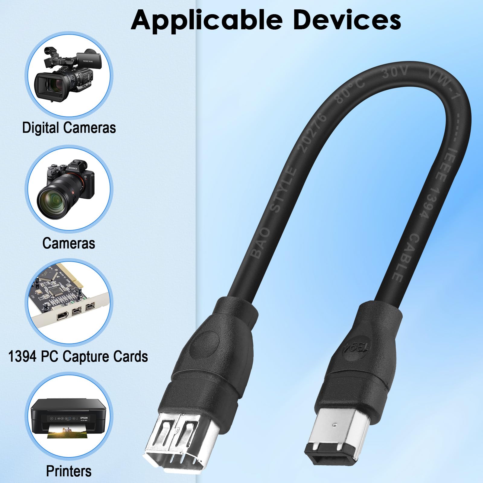 Câble USB Firewire Câble Adaptateur USB Vers Firewire 6 Broches - Pour Appareils Photo Et Caméscopes DV Carte Capture Video